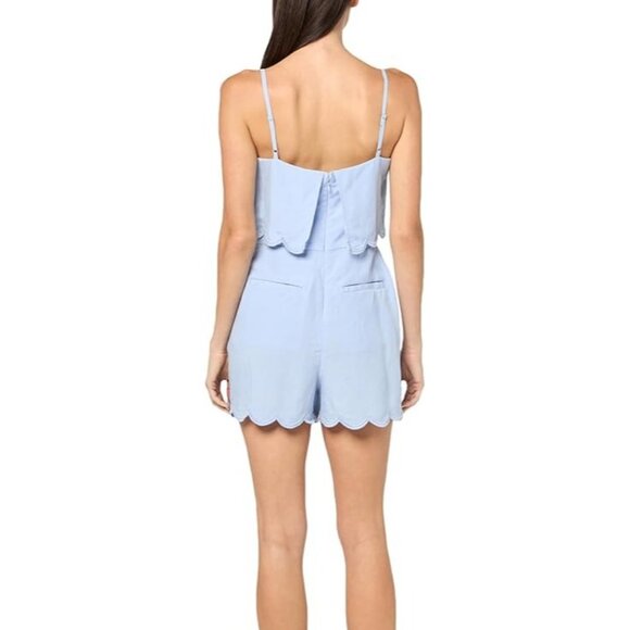 Club Monaco Overlay Romper Short Scalloped Hem Light Blue Size 14 NEW - Picture 7 of 7